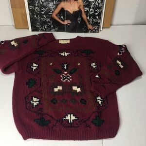 Vintage 90s Studio Michelle Stuart Sweater |Hand Knit Wool Cottagecore Academia